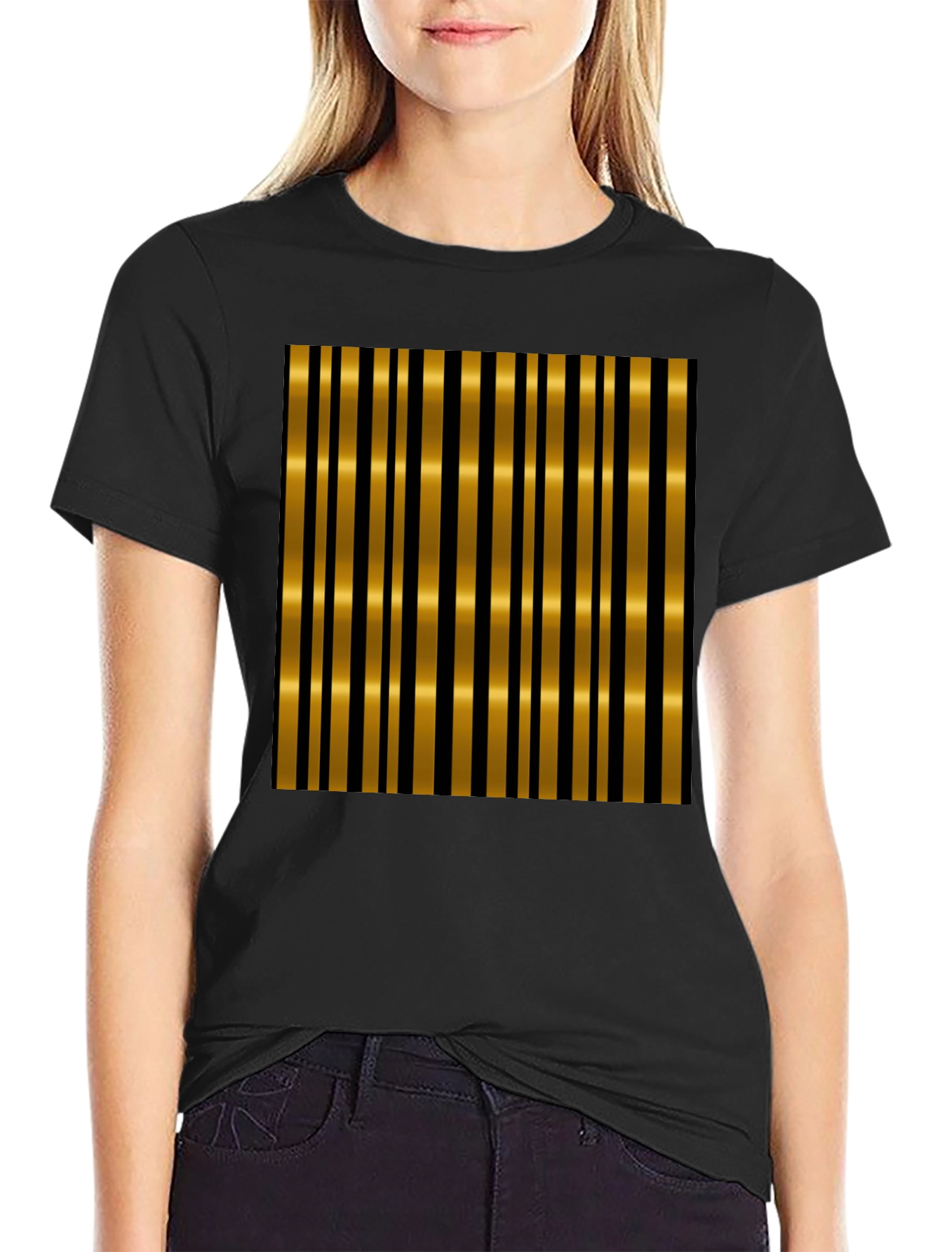 Bold Striped T-Shirt - Black and Gold Design