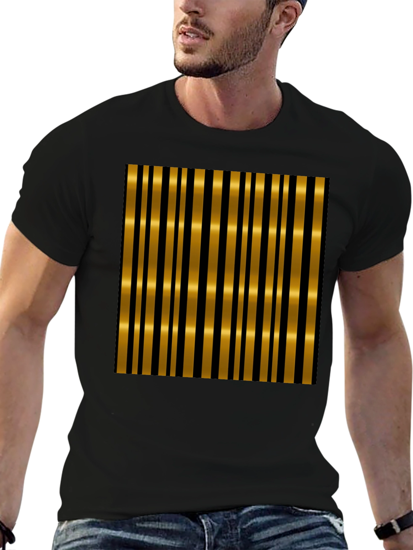Bold Striped T-Shirt - Black and Gold Design
