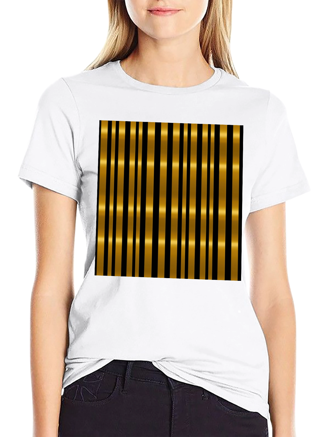 Bold Striped T-Shirt - Black and Gold Design