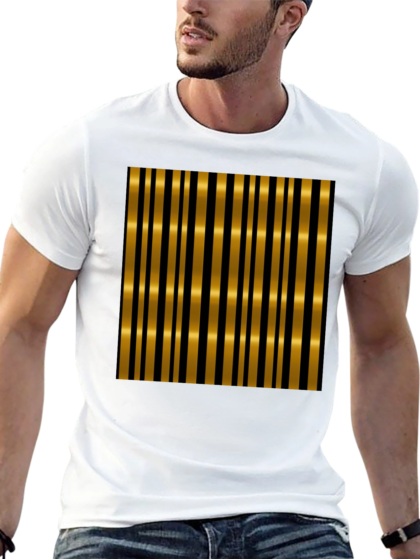 Bold Striped T-Shirt - Black and Gold Design