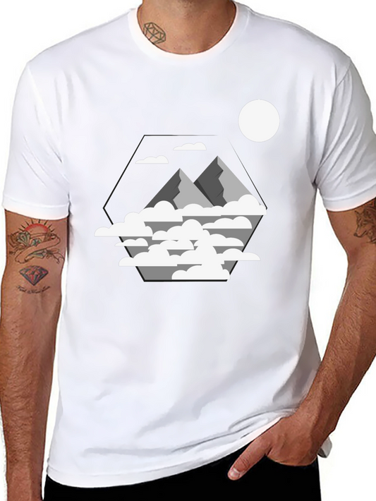 Mountains & Clouds Graphic T-Shirt - Black