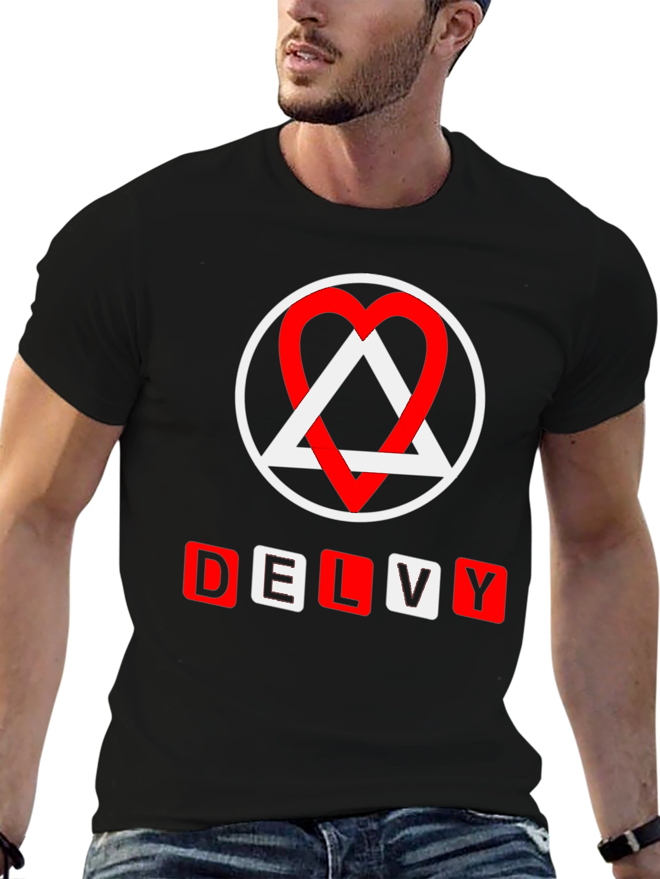 DELVY Graphic Tee - Circle Heart Triangle Design