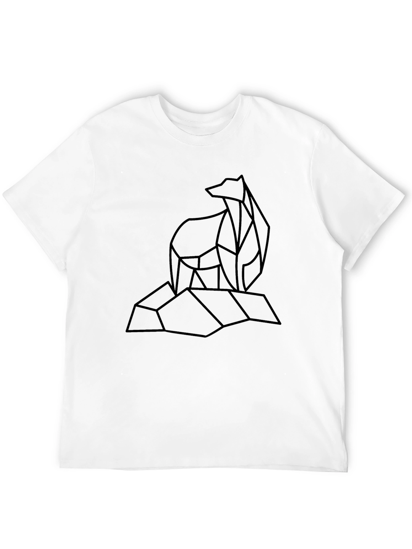 Geometric Bear Graphic Tee - Stylish Black T-Shirt