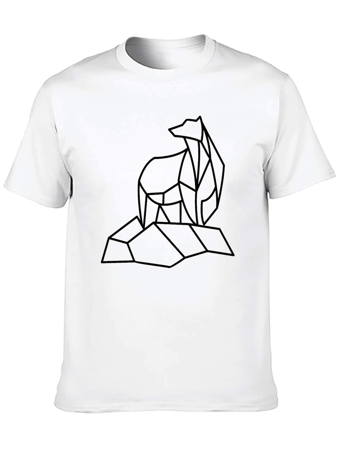 Geometric Bear Graphic Tee - Stylish Black T-Shirt