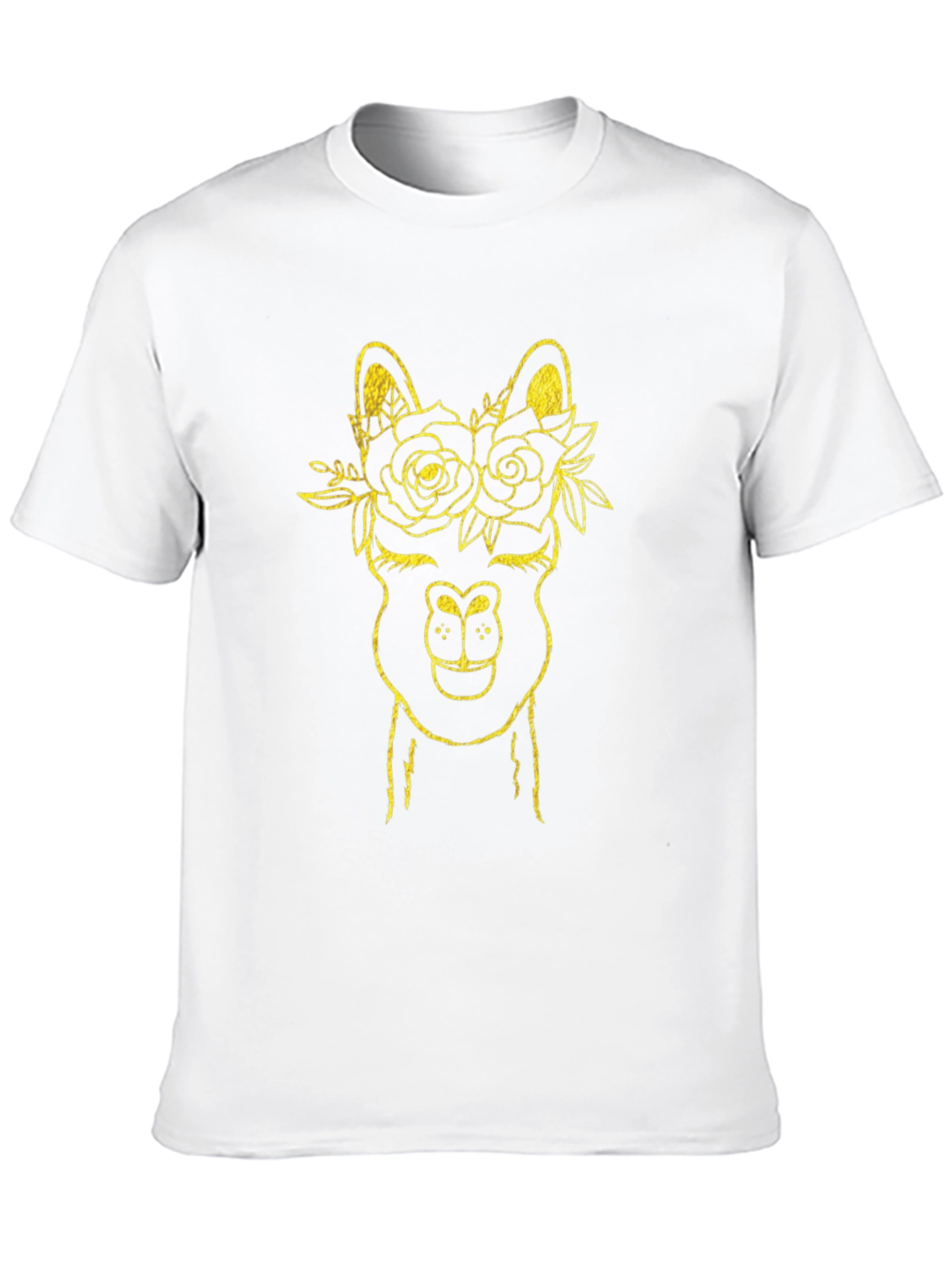 Llama Flower Crown Graphic Tee - Black Cotton T-Shirt