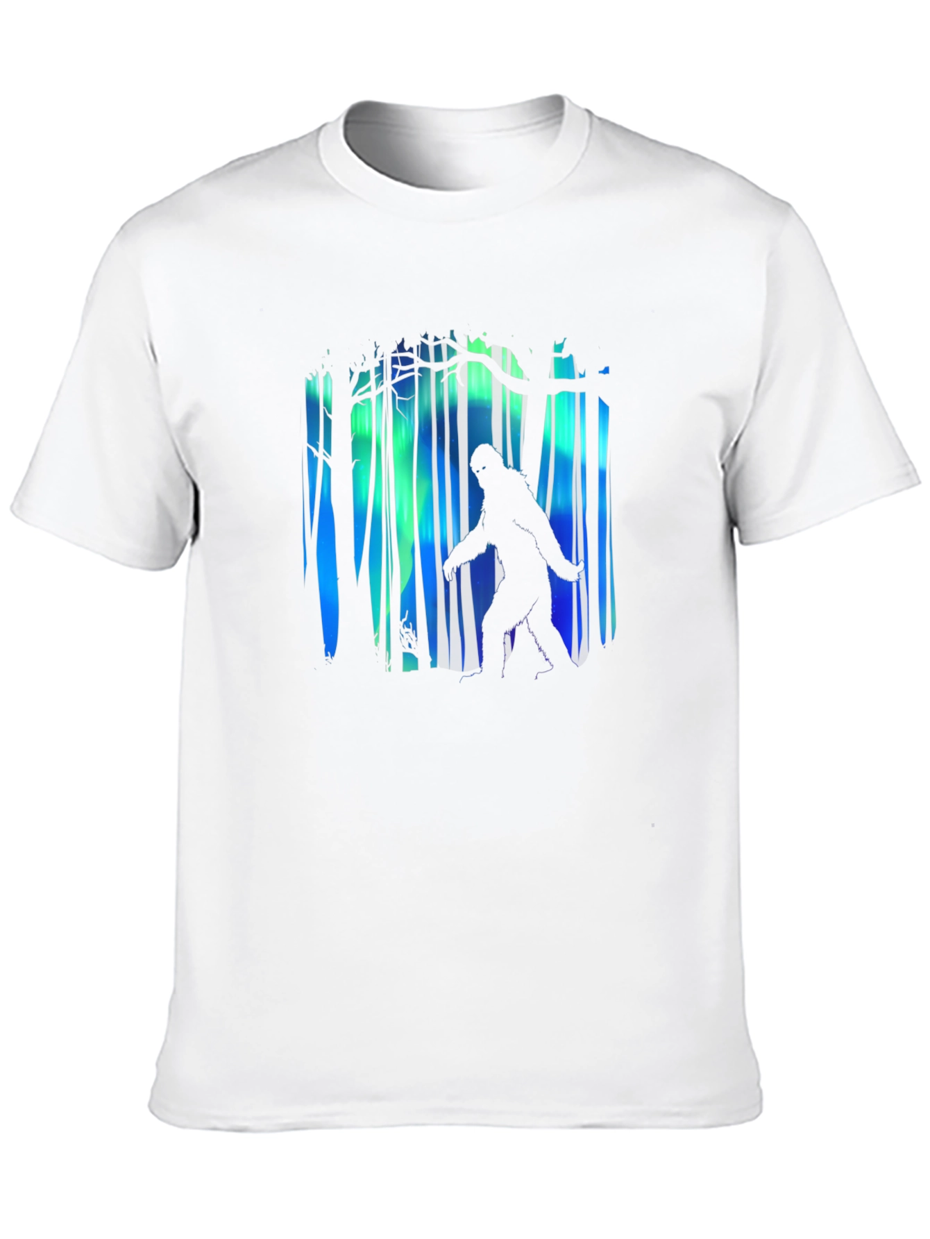 Bigfoot Aurora Borealis Mens Black T-Shirt