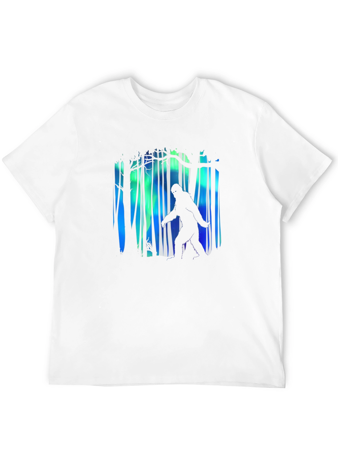 Bigfoot Aurora Borealis Mens Black T-Shirt