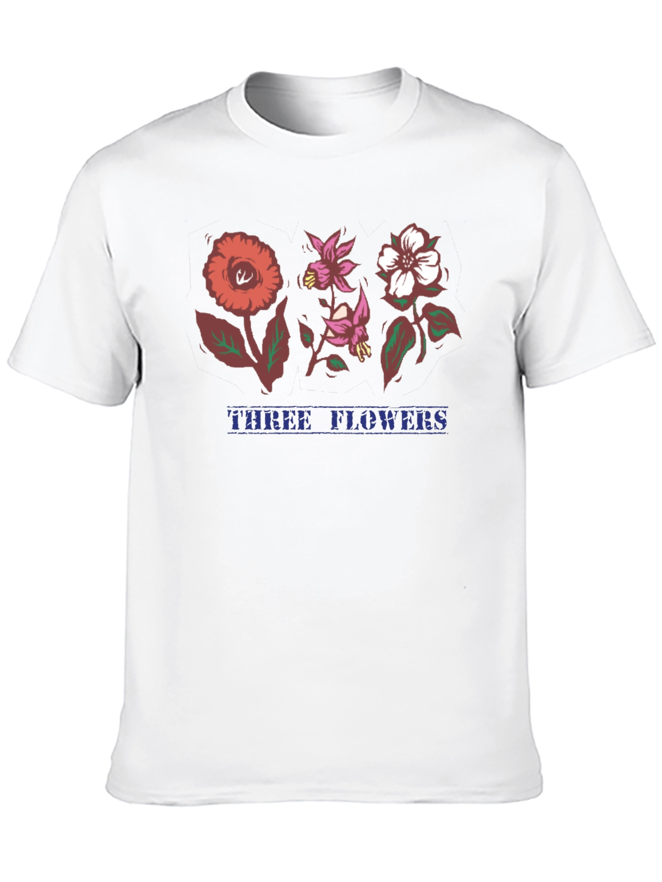 Three Flowers Graphic T-Shirt