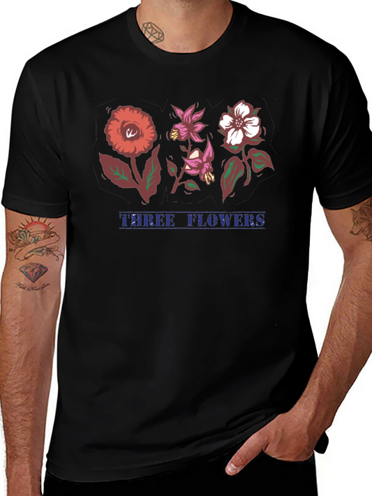 Three Flowers Graphic T-Shirt