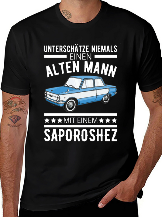 Funny Old Man Zaporozhets Car Graphic T-Shirt