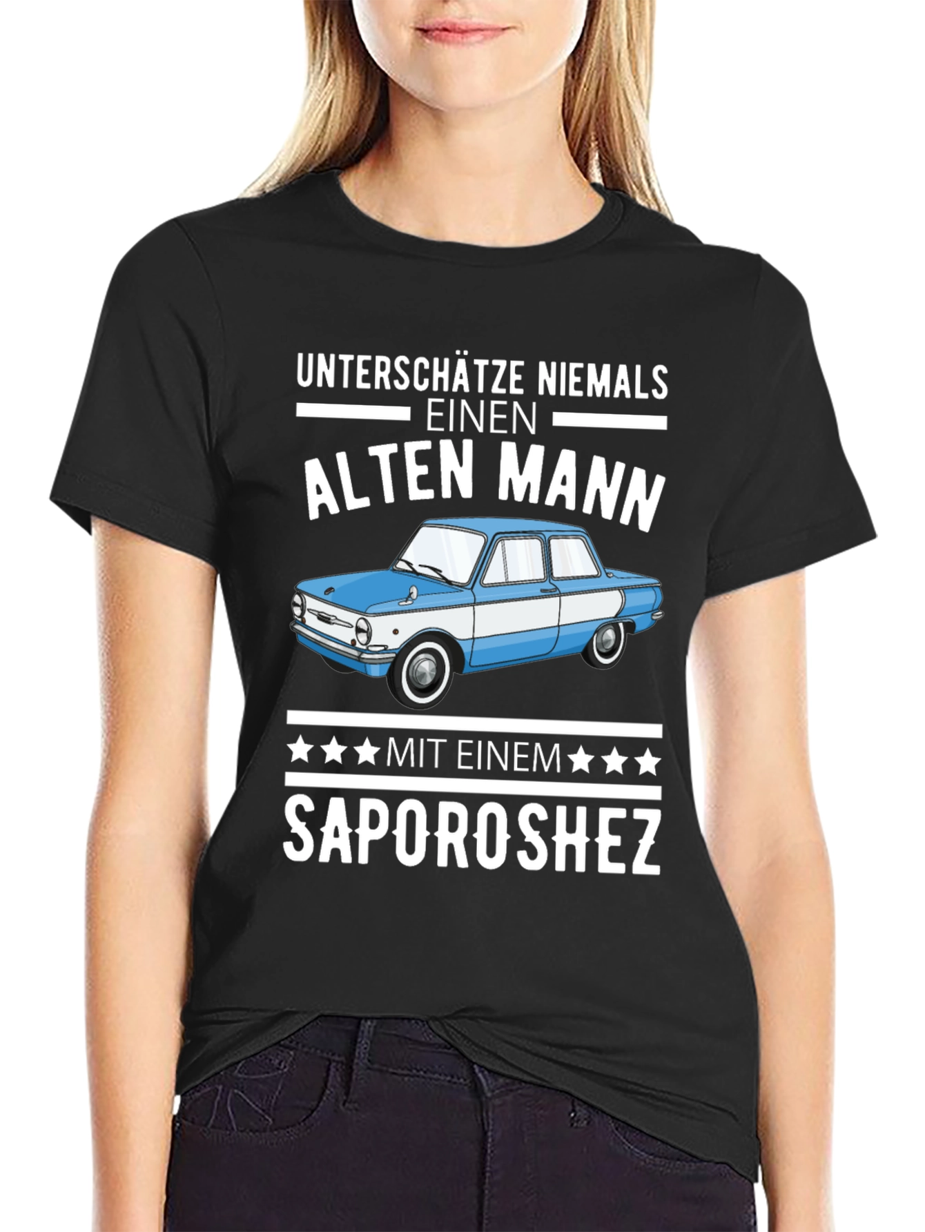 Funny Old Man Zaporozhets Car Graphic T-Shirt
