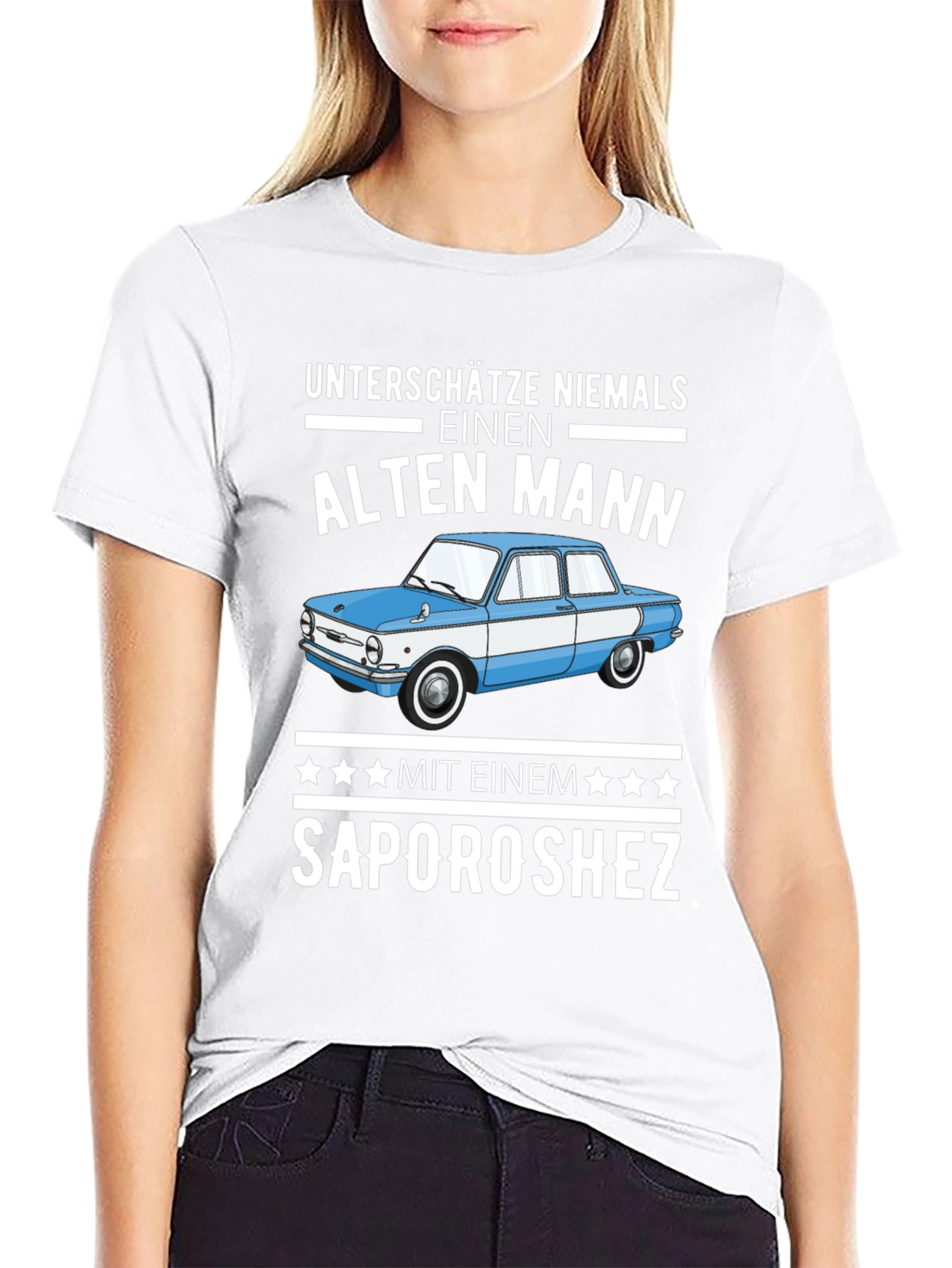 Funny Old Man Zaporozhets Car Graphic T-Shirt