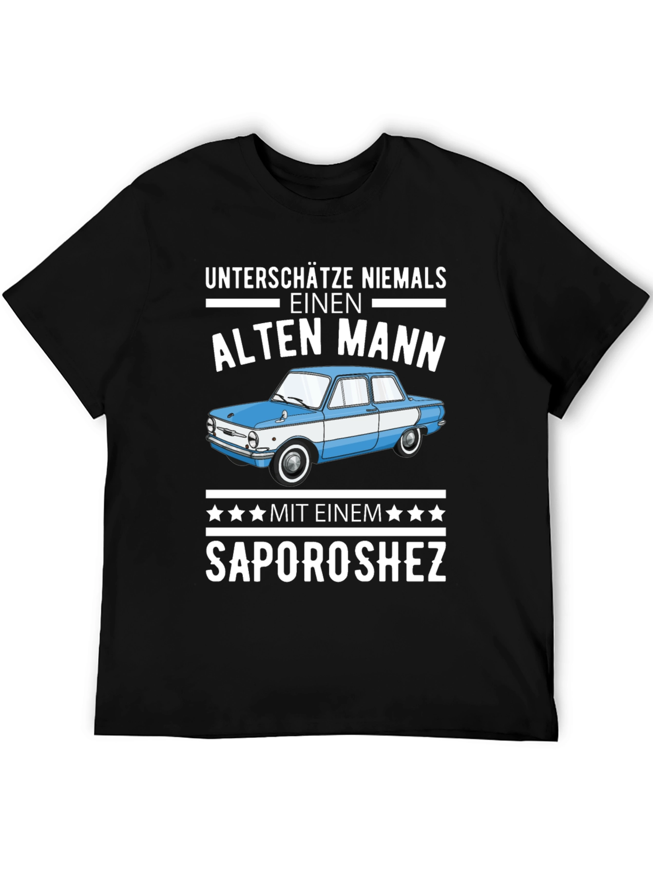 Funny Old Man Zaporozhets Car Graphic T-Shirt