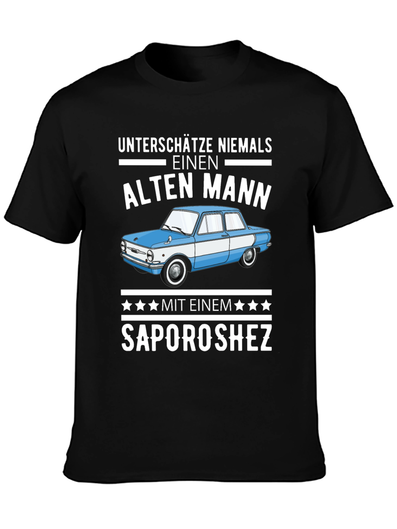 Funny Old Man Zaporozhets Car Graphic T-Shirt