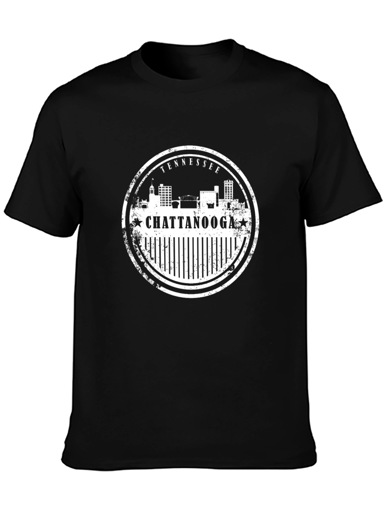 Chattanooga Tennessee Skyline Stamp Black T-Shirt