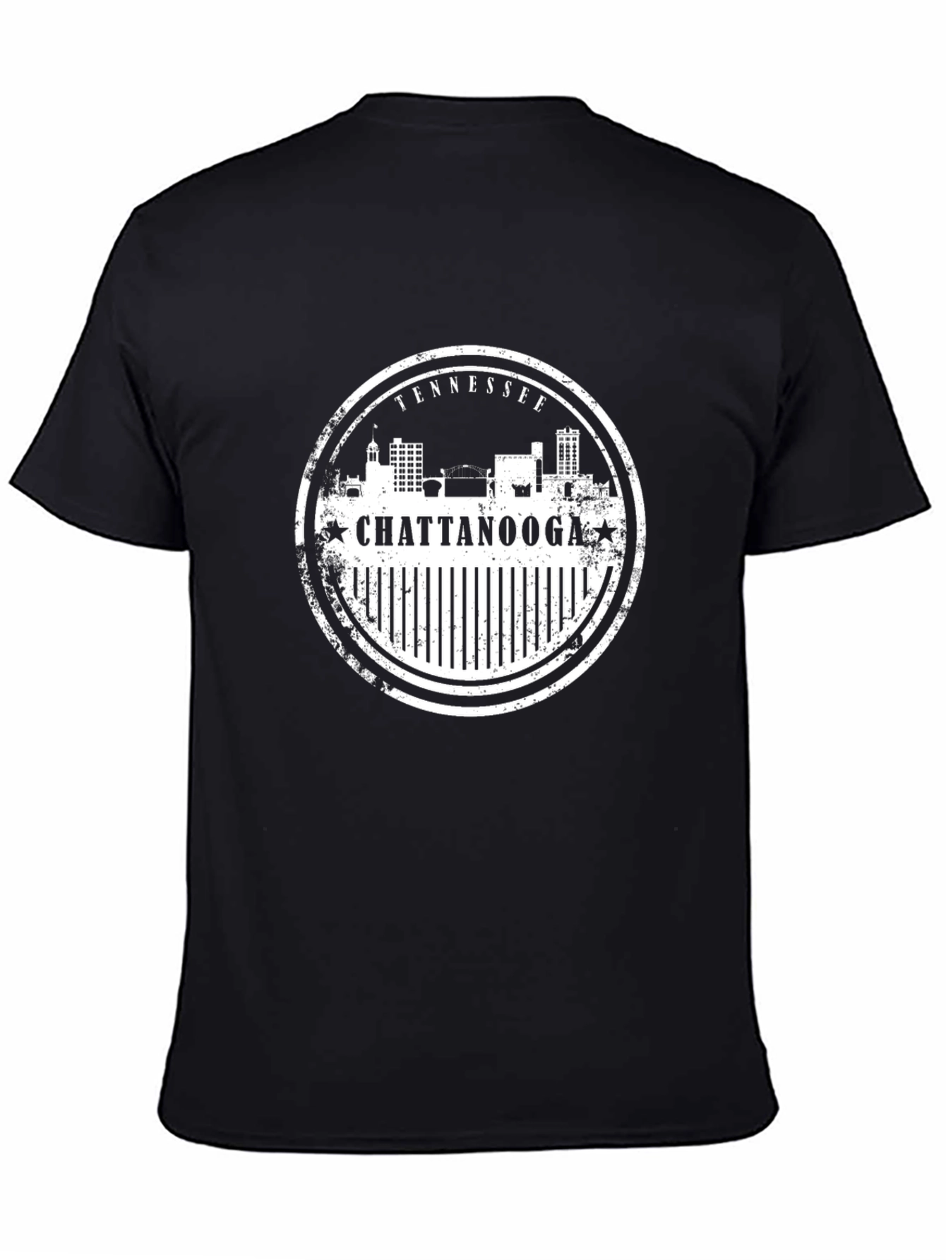 Chattanooga Tennessee Skyline Stamp Black T-Shirt