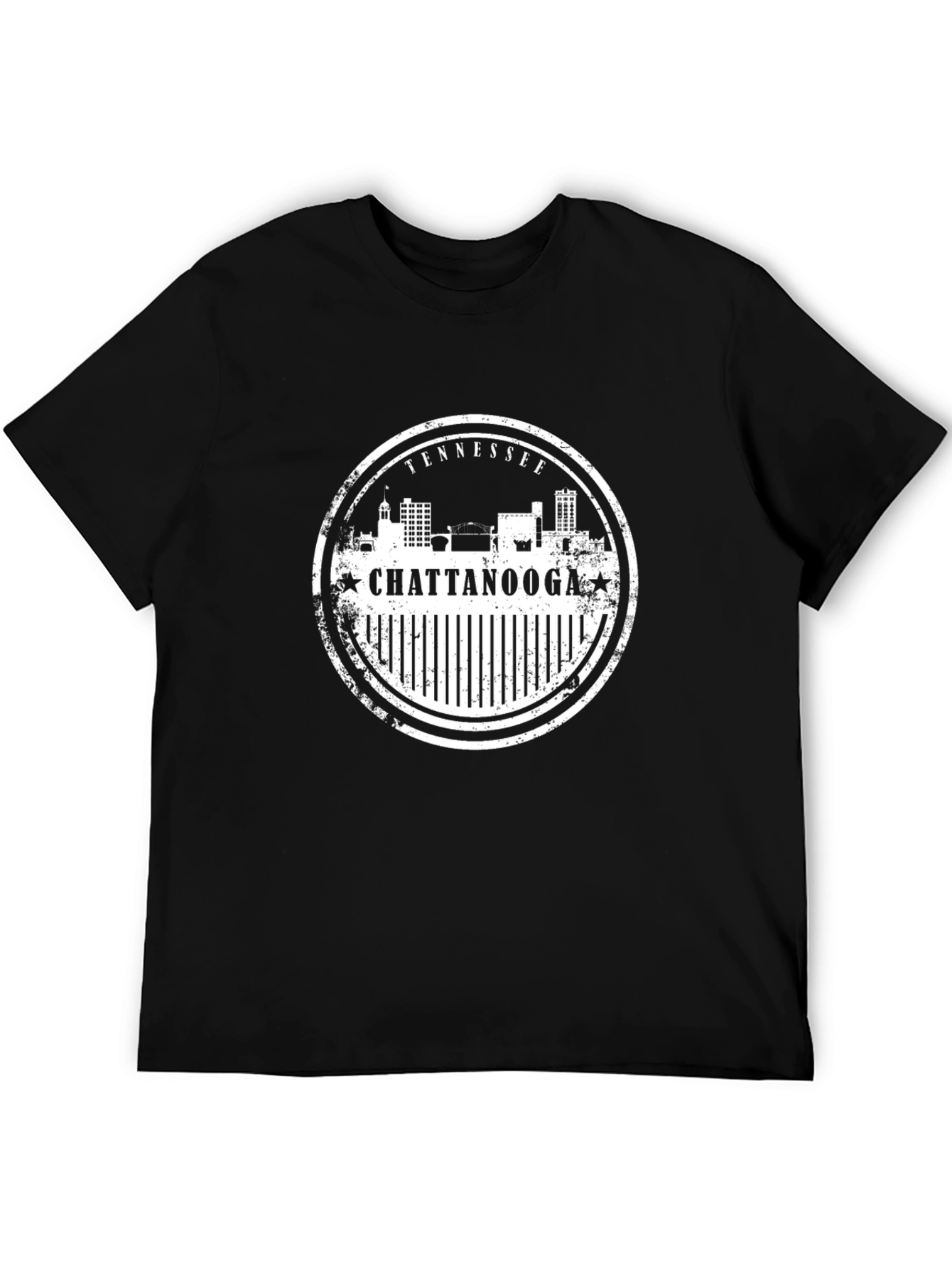 Chattanooga Tennessee Skyline Stamp Black T-Shirt