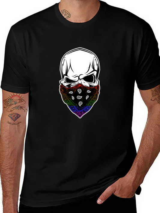 Skull Bandana Graphic Tee - Mens Black T-Shirt