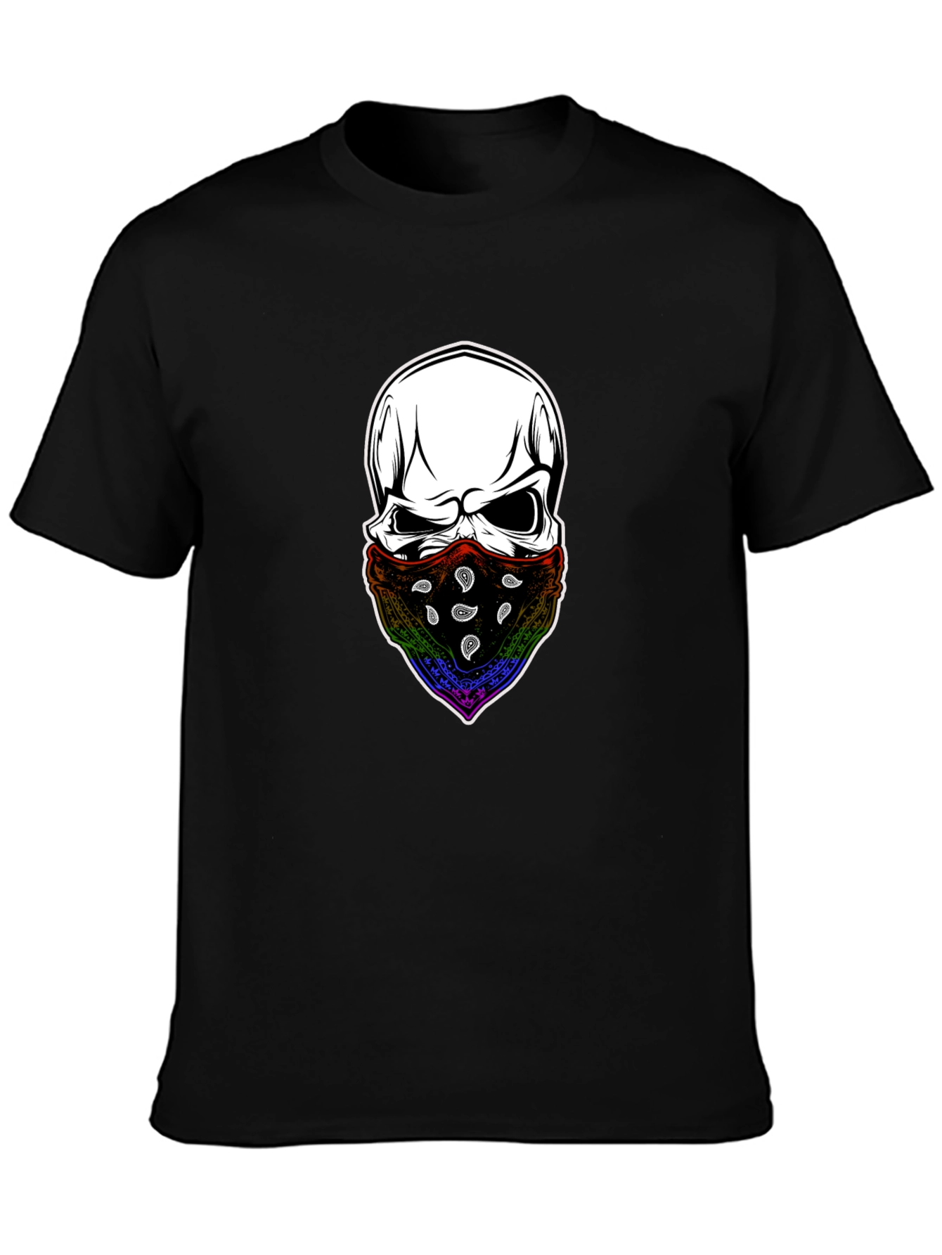 Skull Bandana Graphic Tee - Mens Black T-Shirt