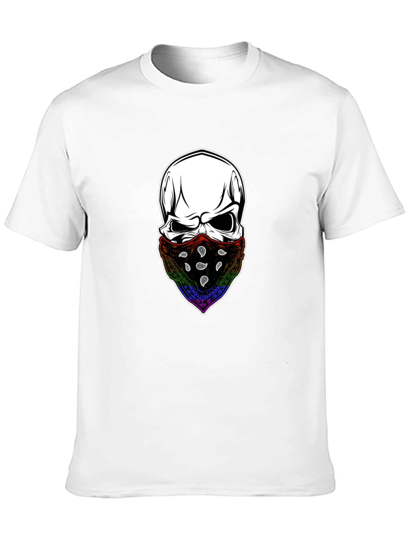Skull Bandana Graphic Tee - Mens Black T-Shirt