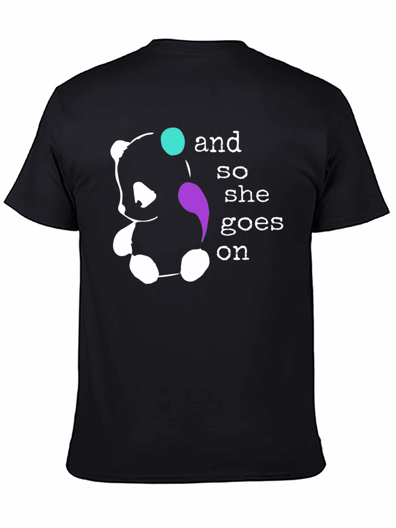 Panda Bear And So She Goes On Black T-Shirt