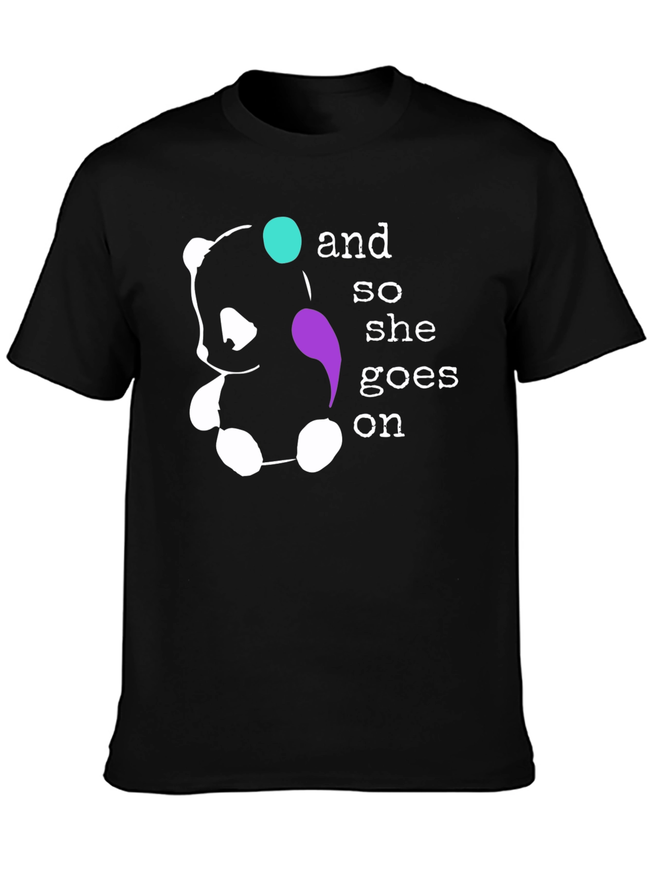 Panda Bear And So She Goes On Black T-Shirt