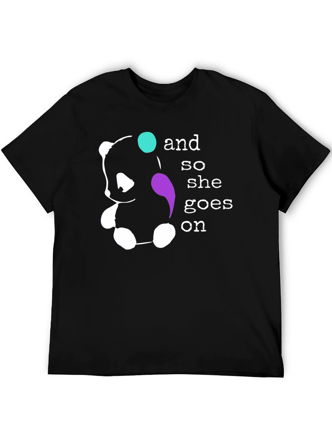 Panda Bear And So She Goes On Black T-Shirt