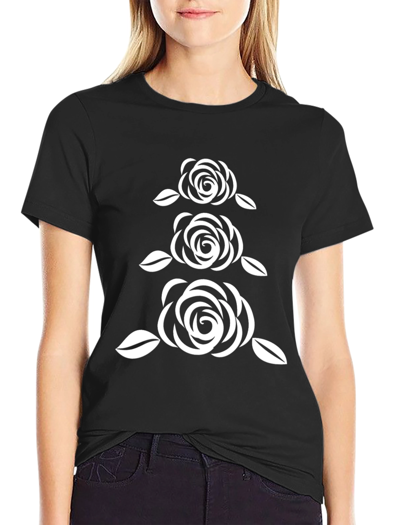 Elegant Floral Rose Stack Graphic Tee