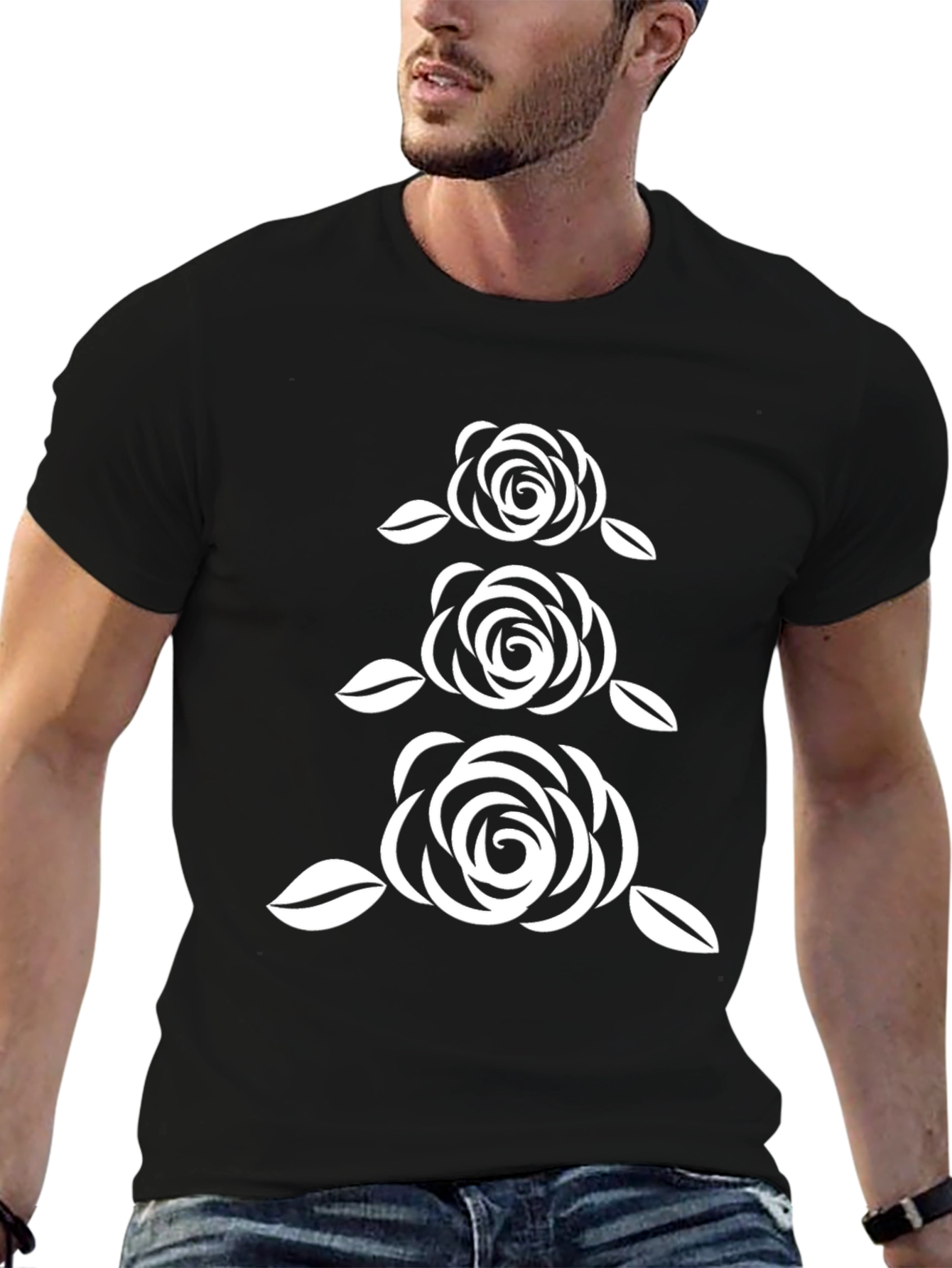Elegant Floral Rose Stack Graphic Tee