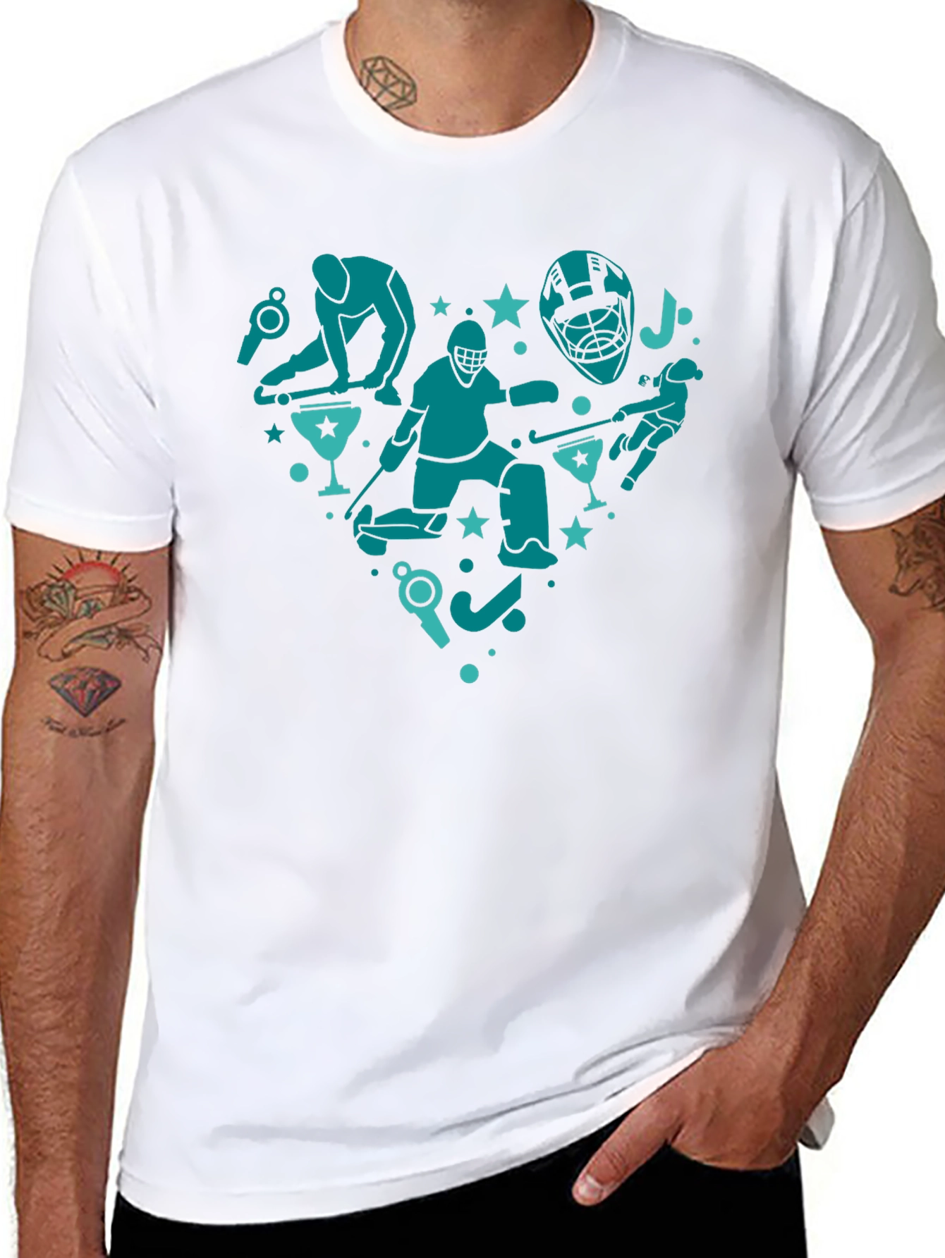 Hockey Heart Graphic T-Shirt - Black