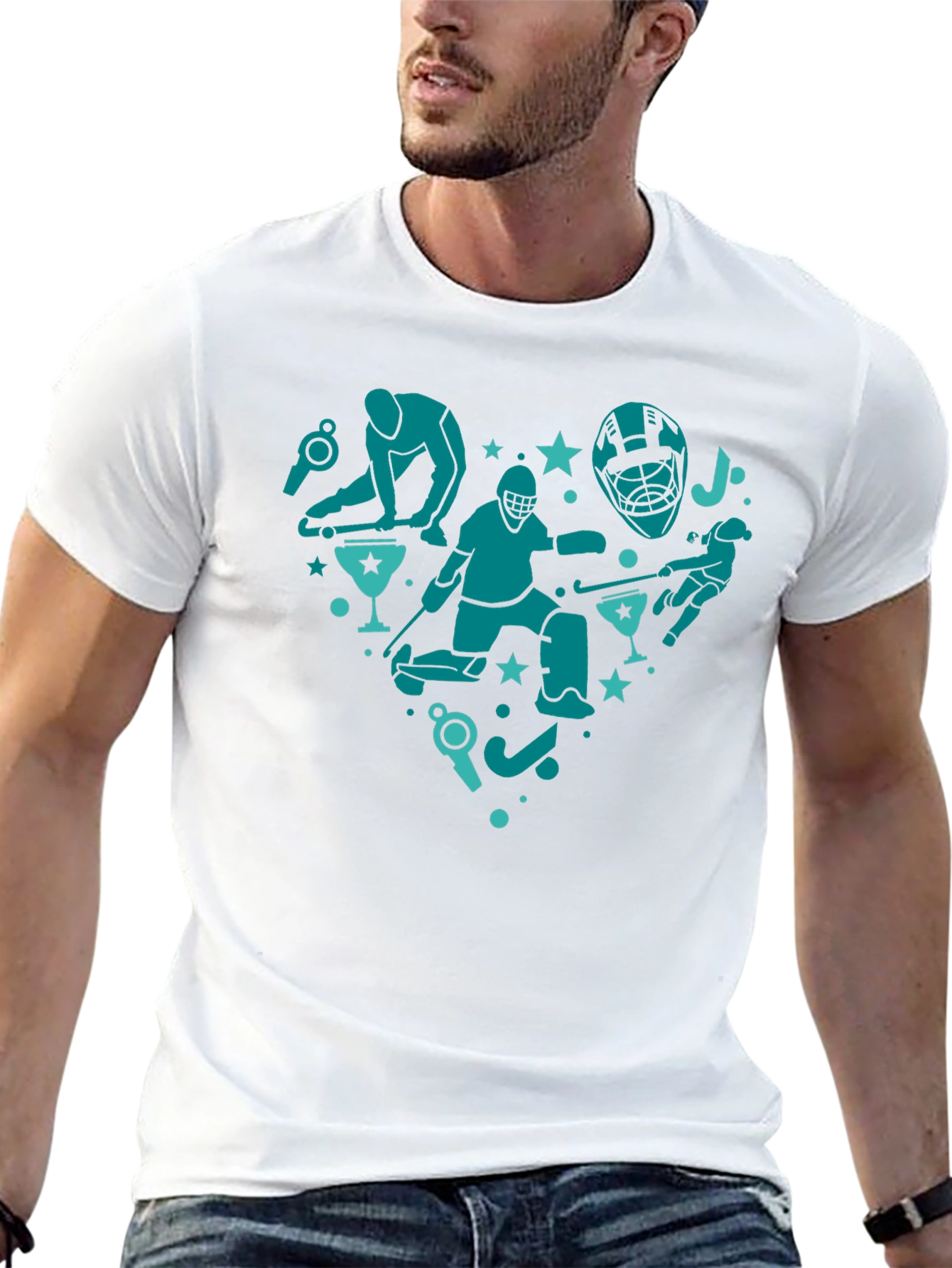 Hockey Heart Graphic T-Shirt - Black