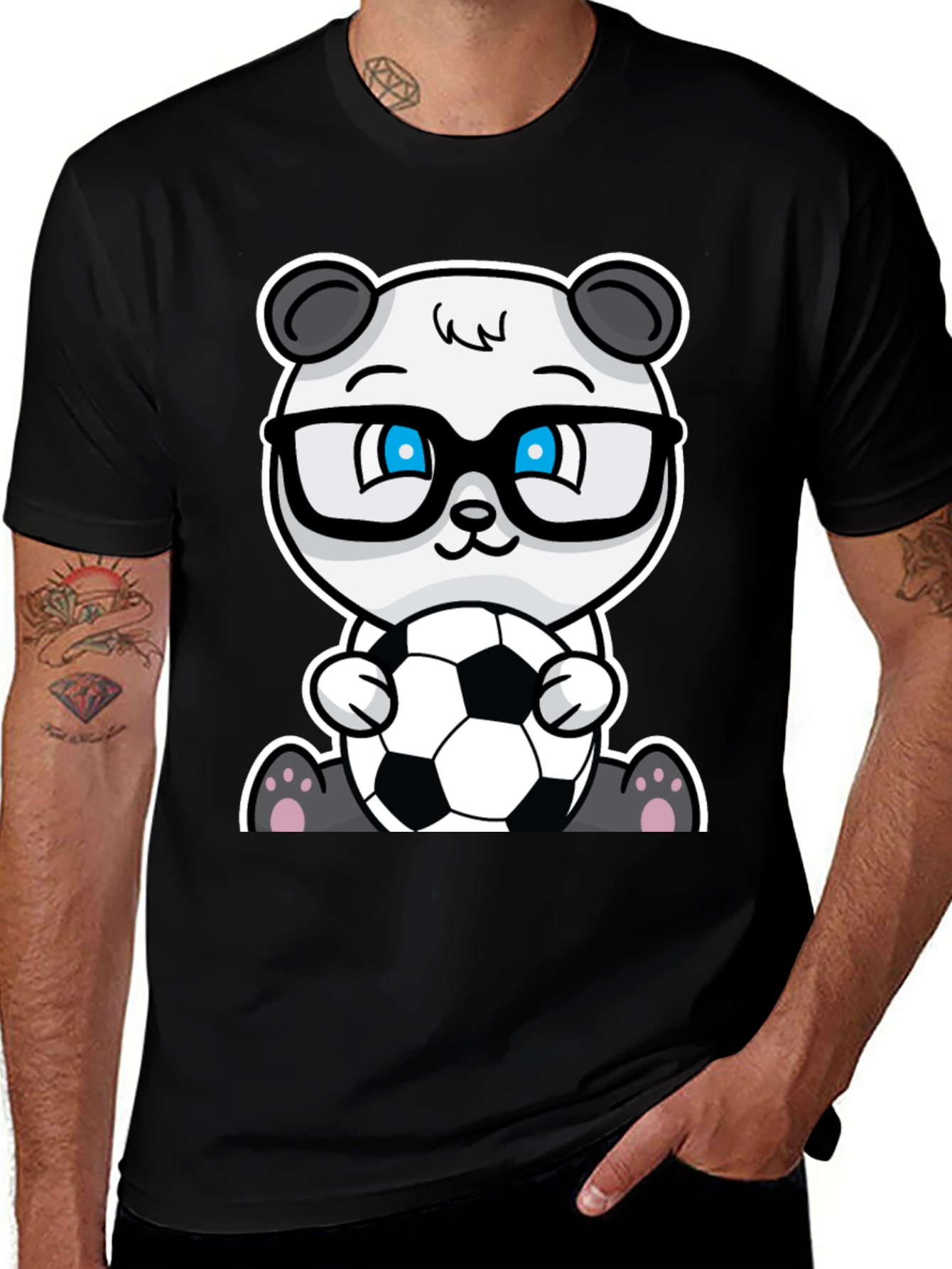 Panda Soccer T-Shirt - Black