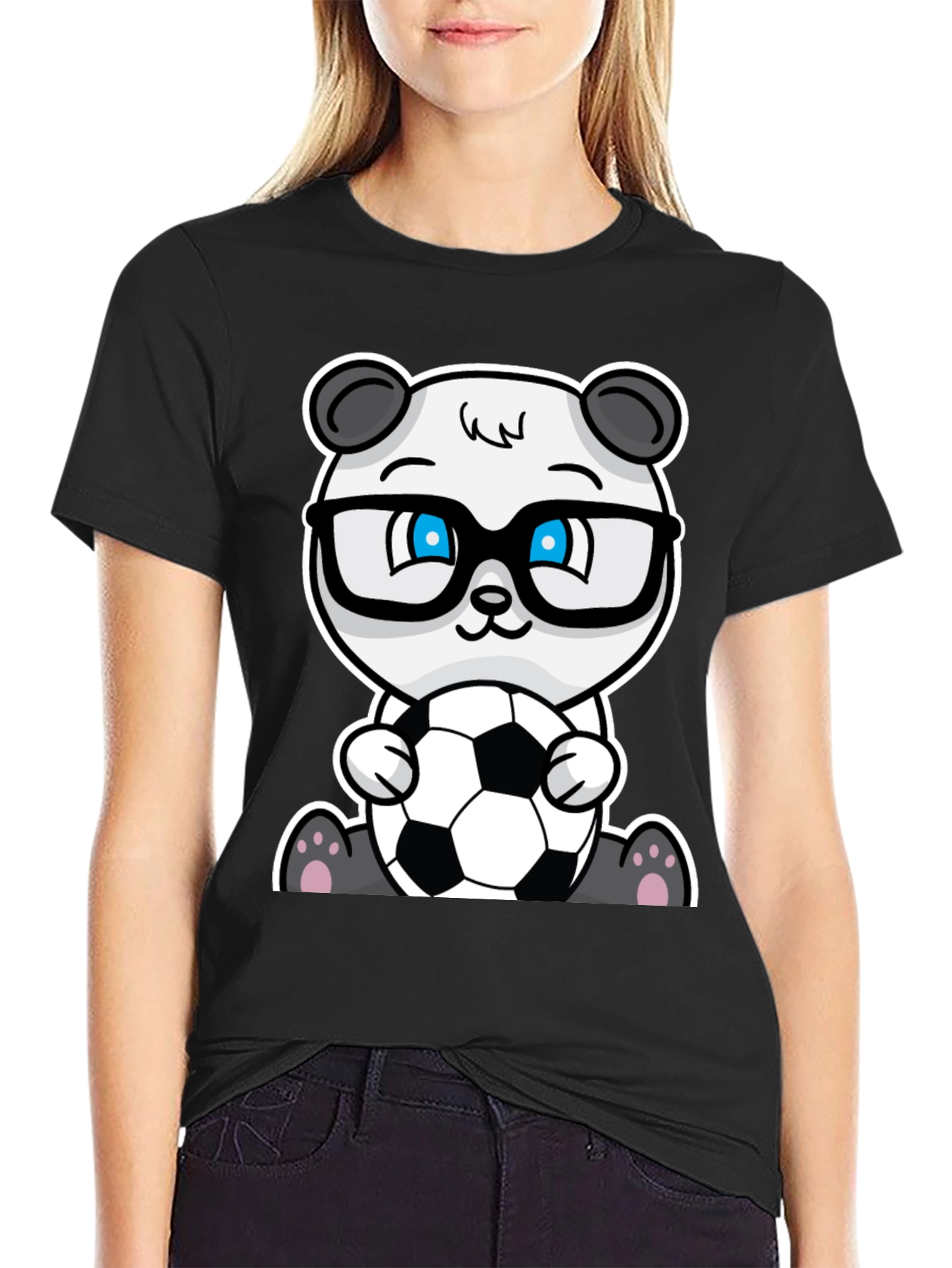 Panda Soccer T-Shirt - Black