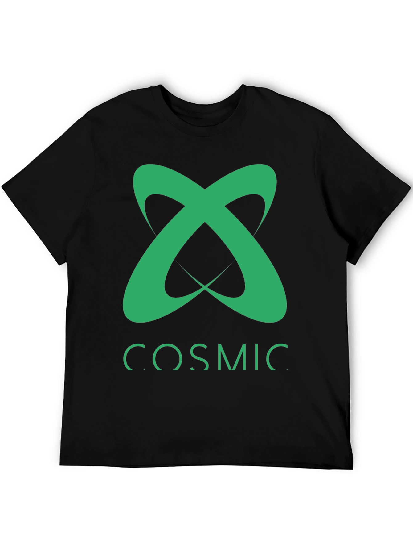 Cosmic Tee - Green Logo Graphic Black T-Shirt