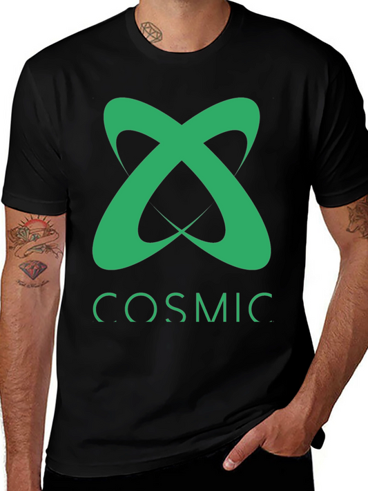 Cosmic Tee - Green Logo Graphic Black T-Shirt