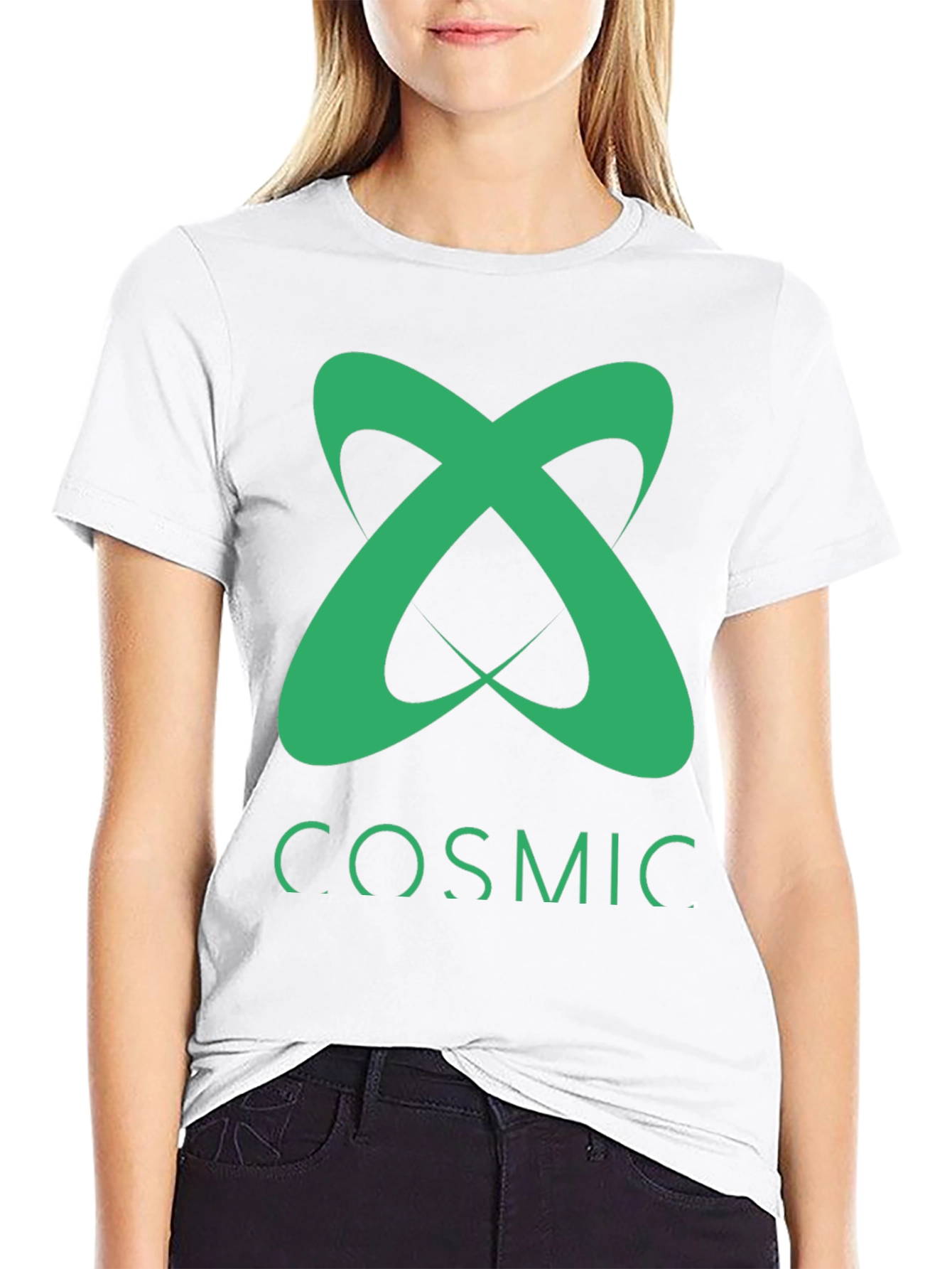 Cosmic Tee - Green Logo Graphic Black T-Shirt