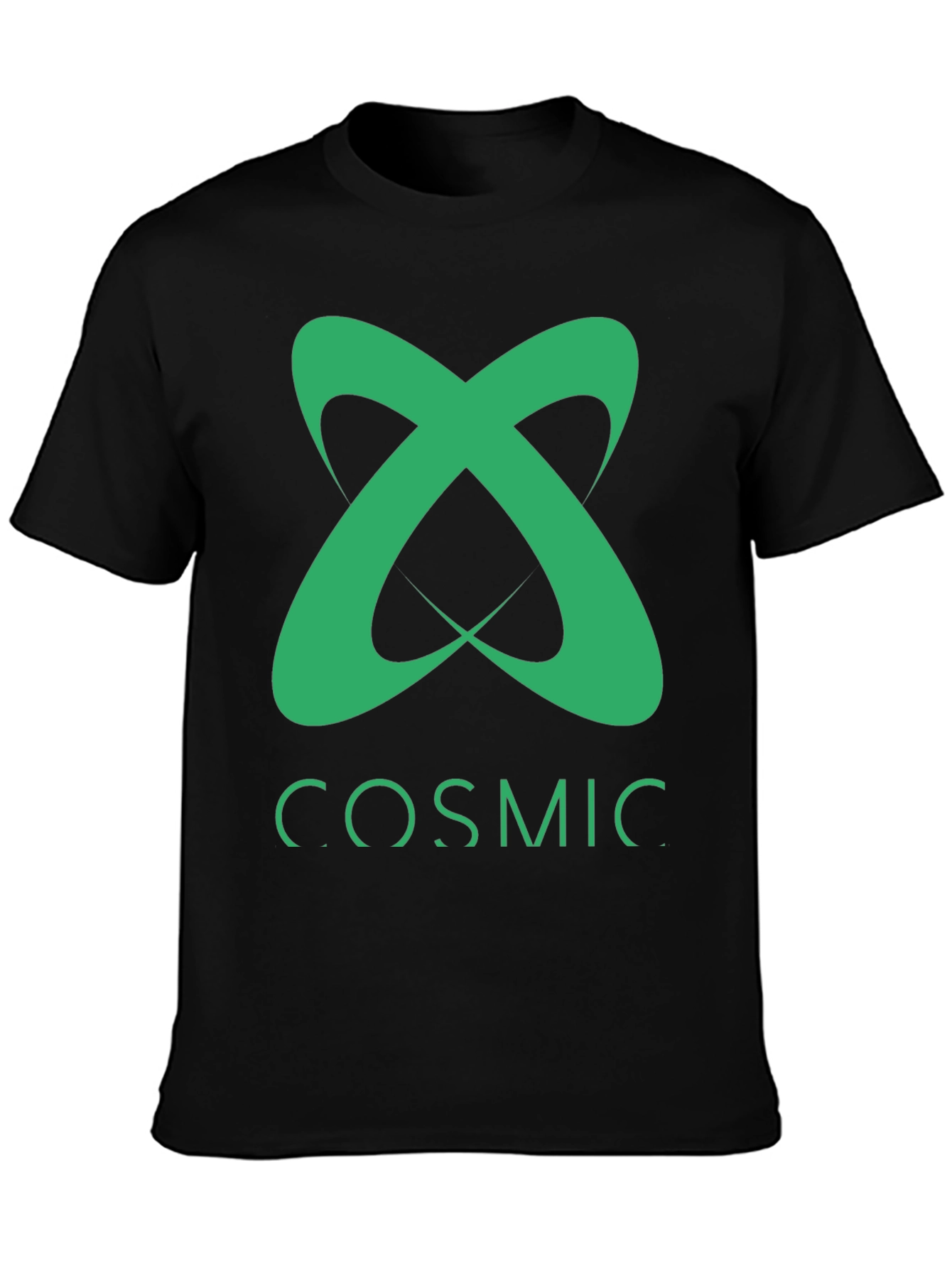 Cosmic Tee - Green Logo Graphic Black T-Shirt