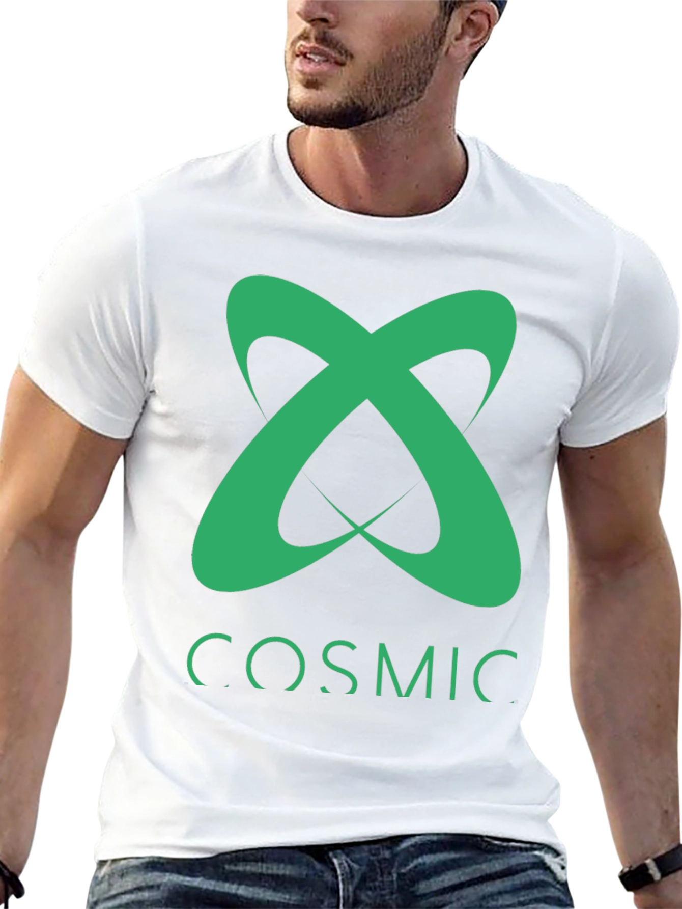 Cosmic Tee - Green Logo Graphic Black T-Shirt