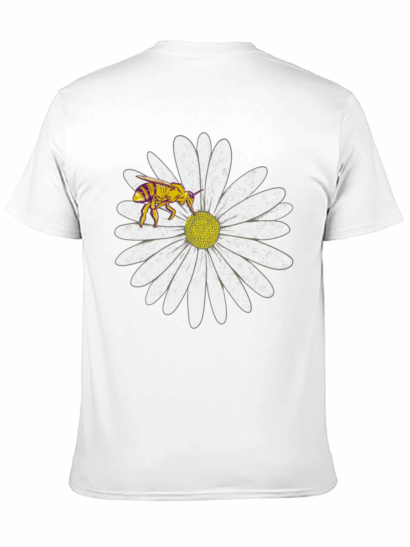 Bee on Daisy Graphic Tee - Black Cotton T-Shirt