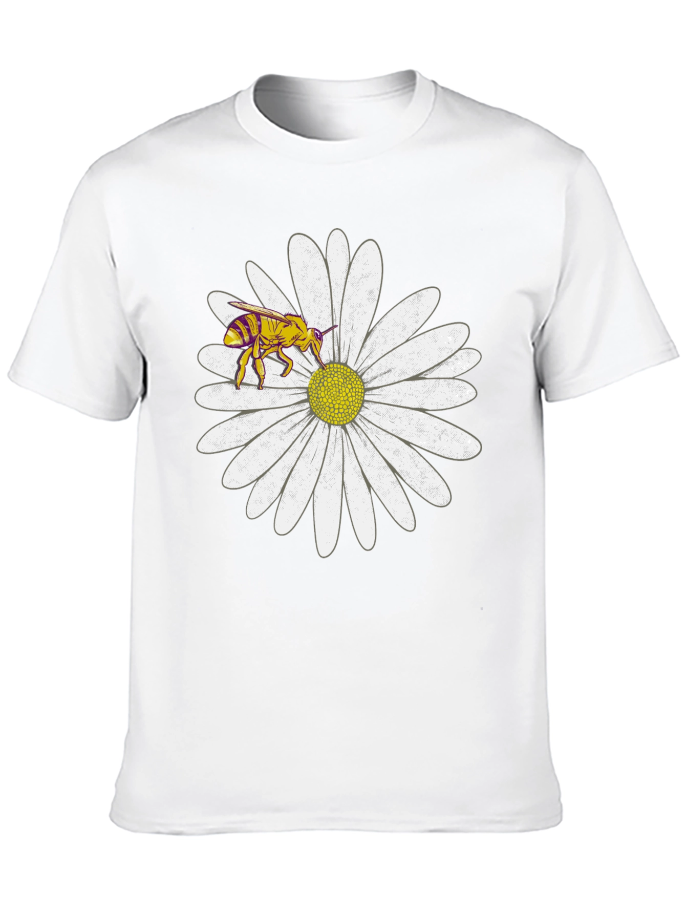 Bee on Daisy Graphic Tee - Black Cotton T-Shirt