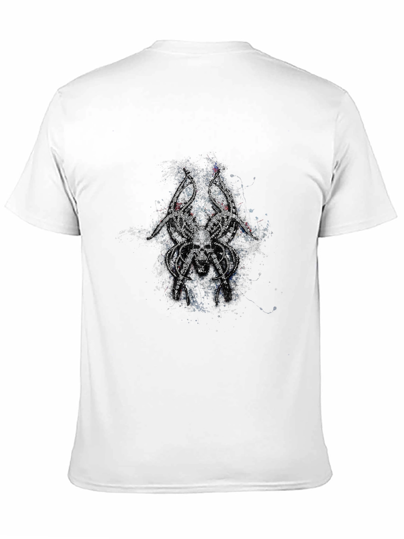 Mens Black T-Shirt with Skull Spider Graphic