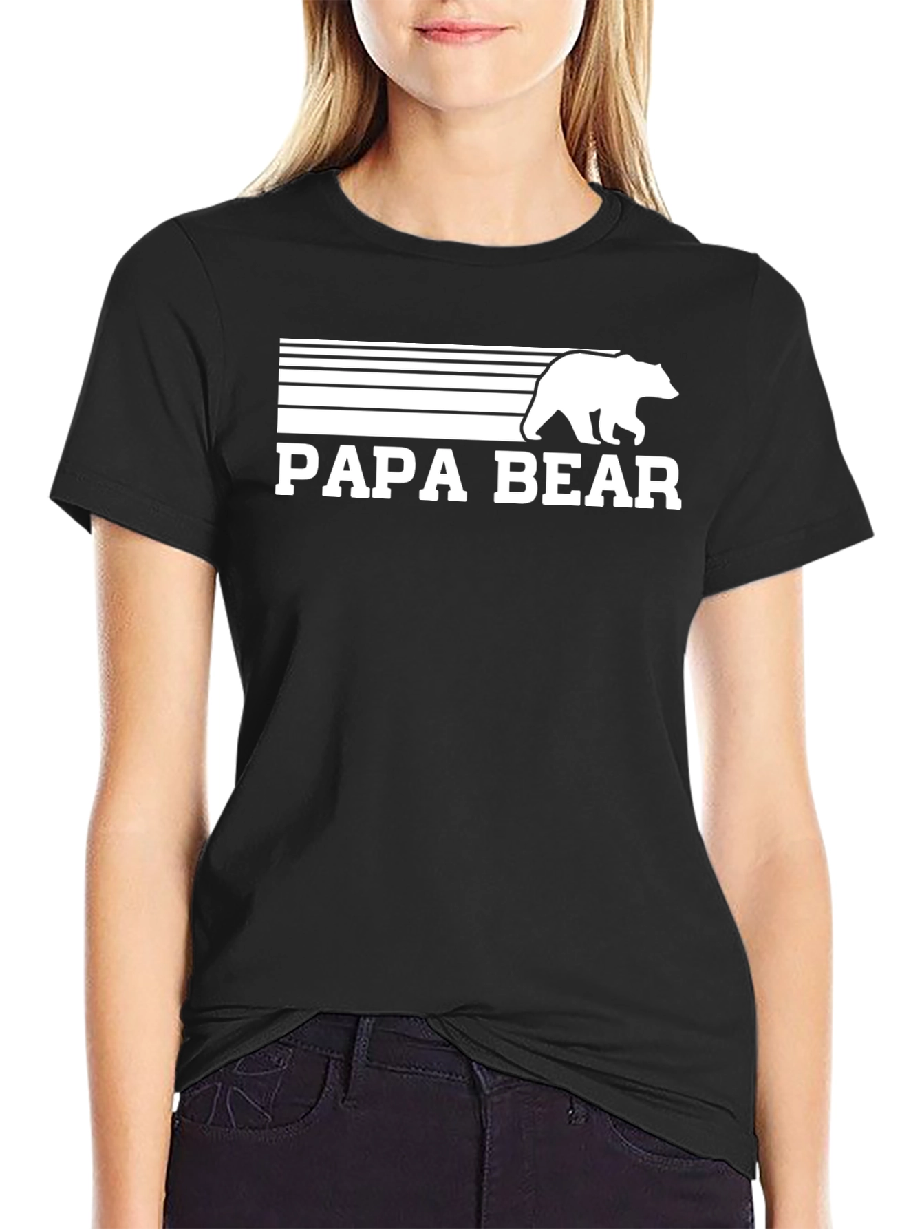 Papa Bear Graphic T-Shirt - Black Casual Dad Tee