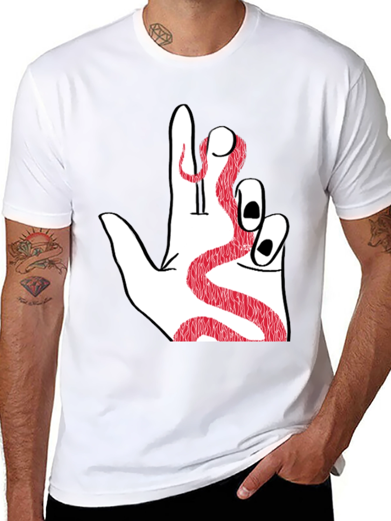 Snake Hand Graphic Tee - Black