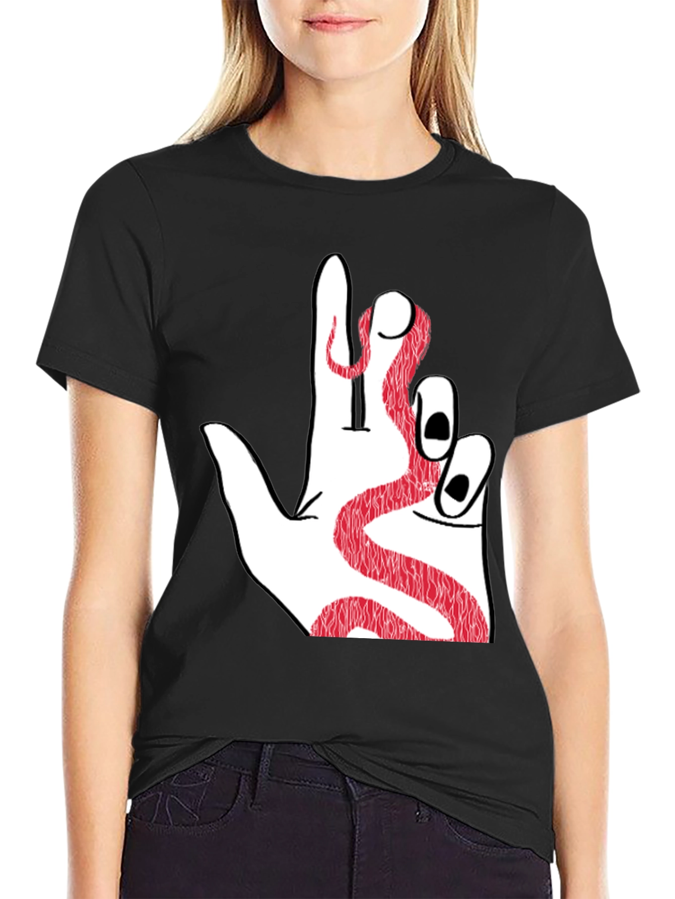 Snake Hand Graphic Tee - Black