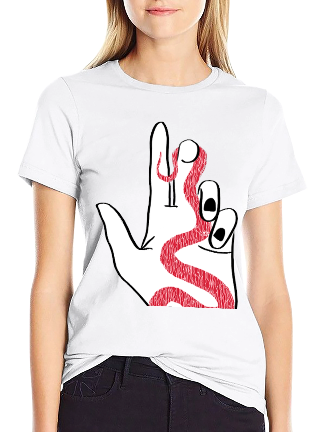 Snake Hand Graphic Tee - Black