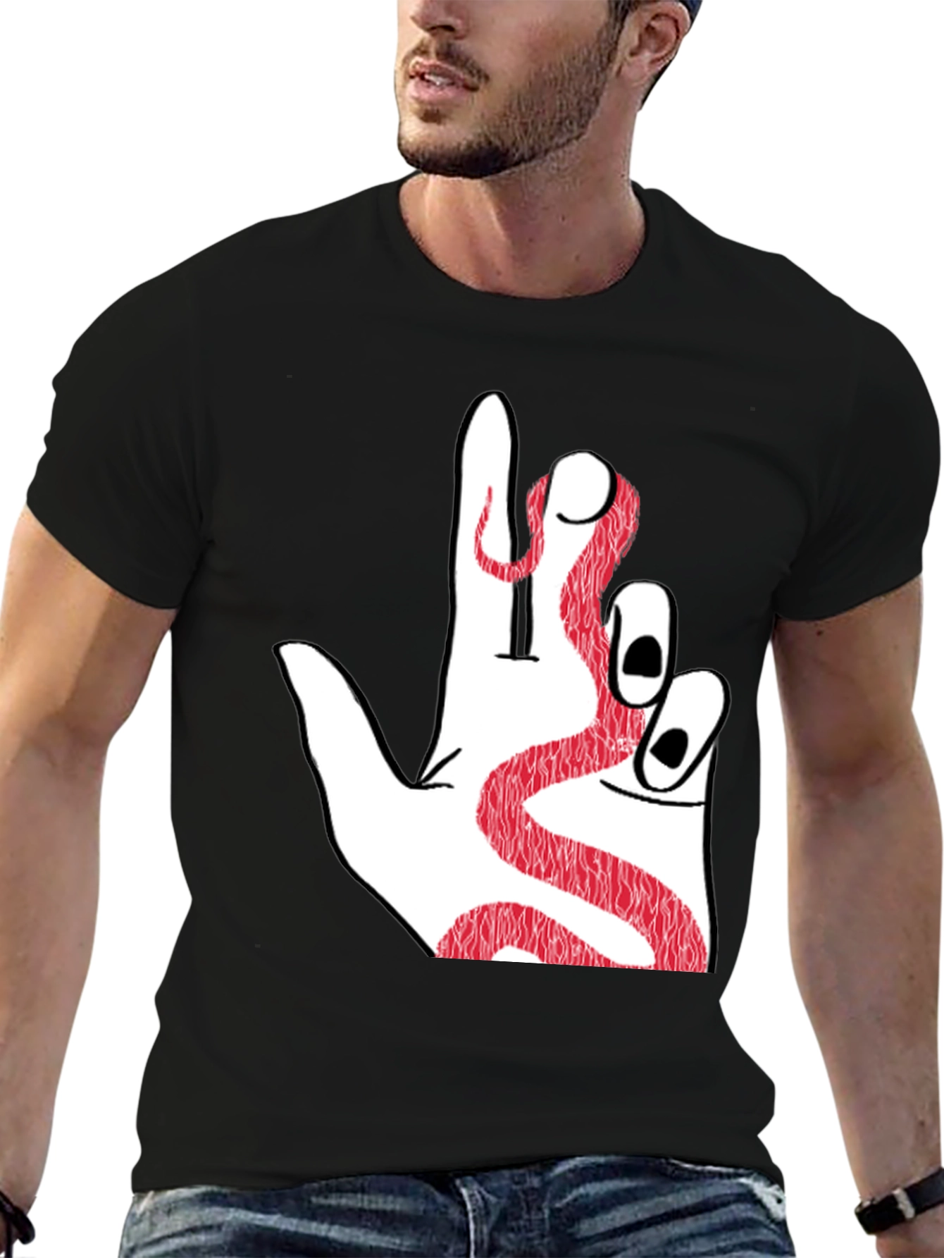 Snake Hand Graphic Tee - Black