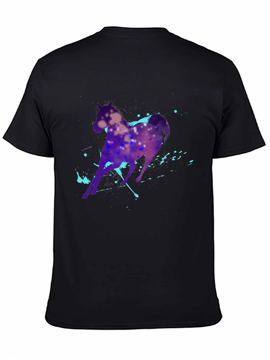 Nebula Horse Graphic Tee - Black Cotton Comfort