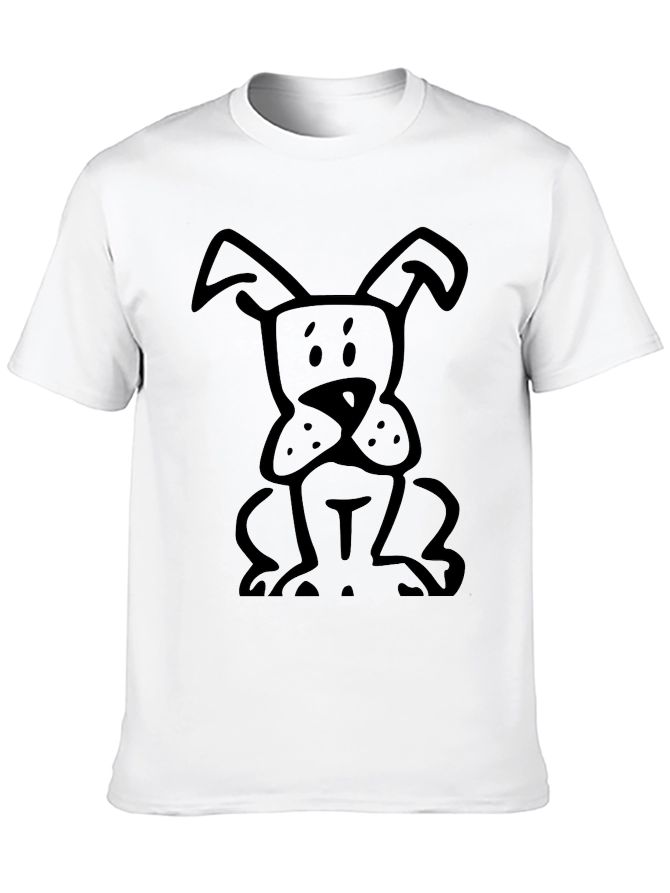 Dog Graphic Tee - Black Cotton Casual Shirt