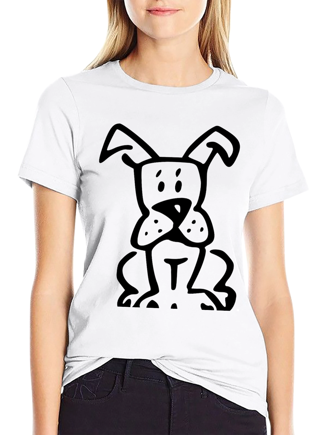 Dog Graphic Tee - Black Cotton Casual Shirt