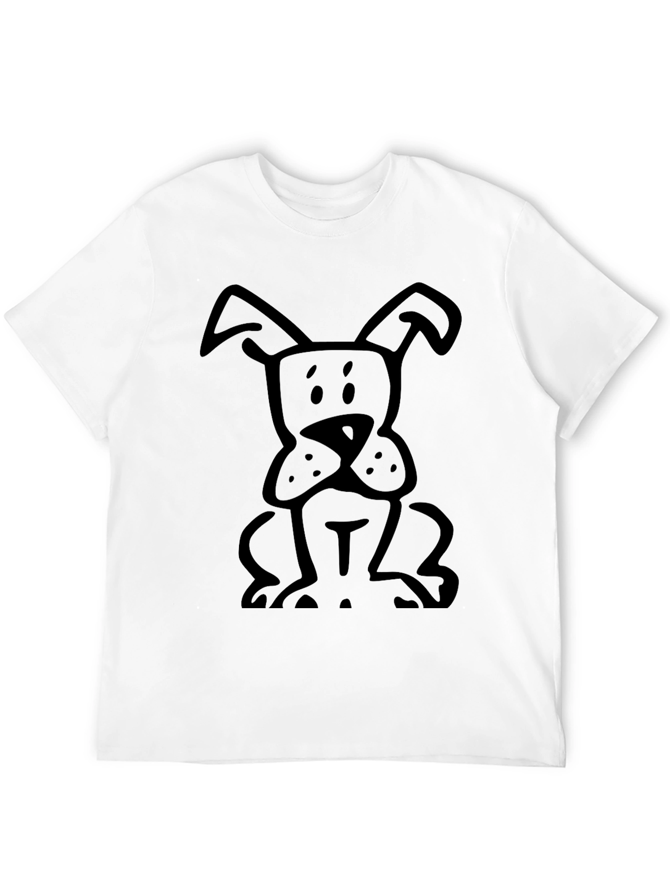Dog Graphic Tee - Black Cotton Casual Shirt